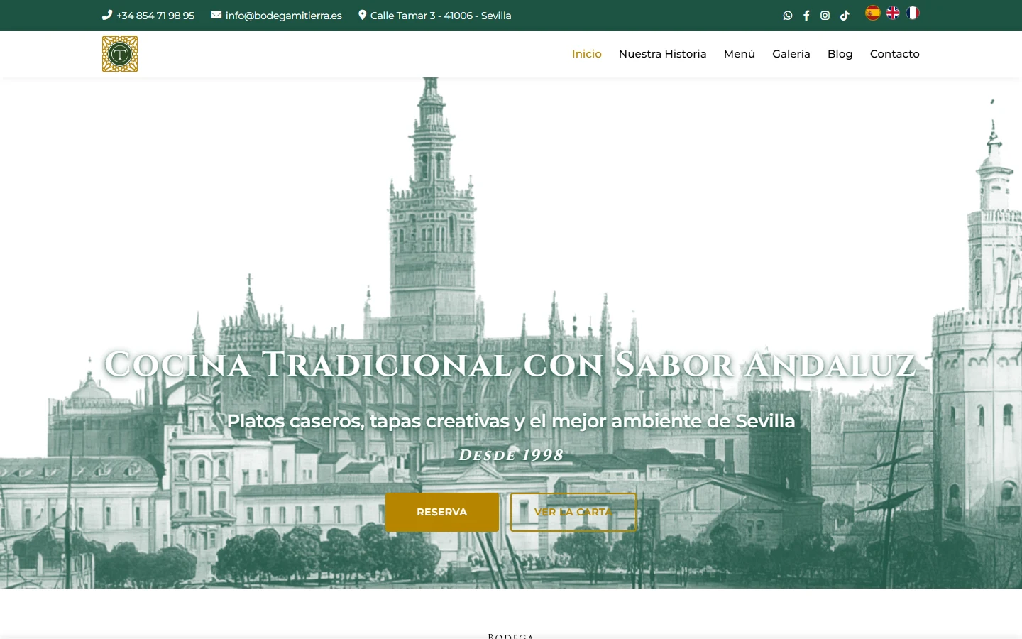 Web corporativa y heráldica de Bodega Mi Tierra en Sevilla